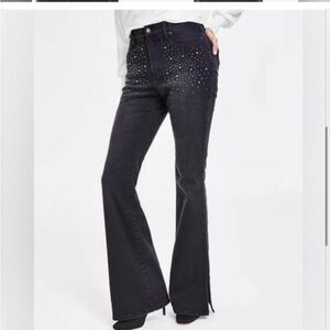 INC black High Rise Rhinestone Studded Flare Jeans size 10/30 brand new‎